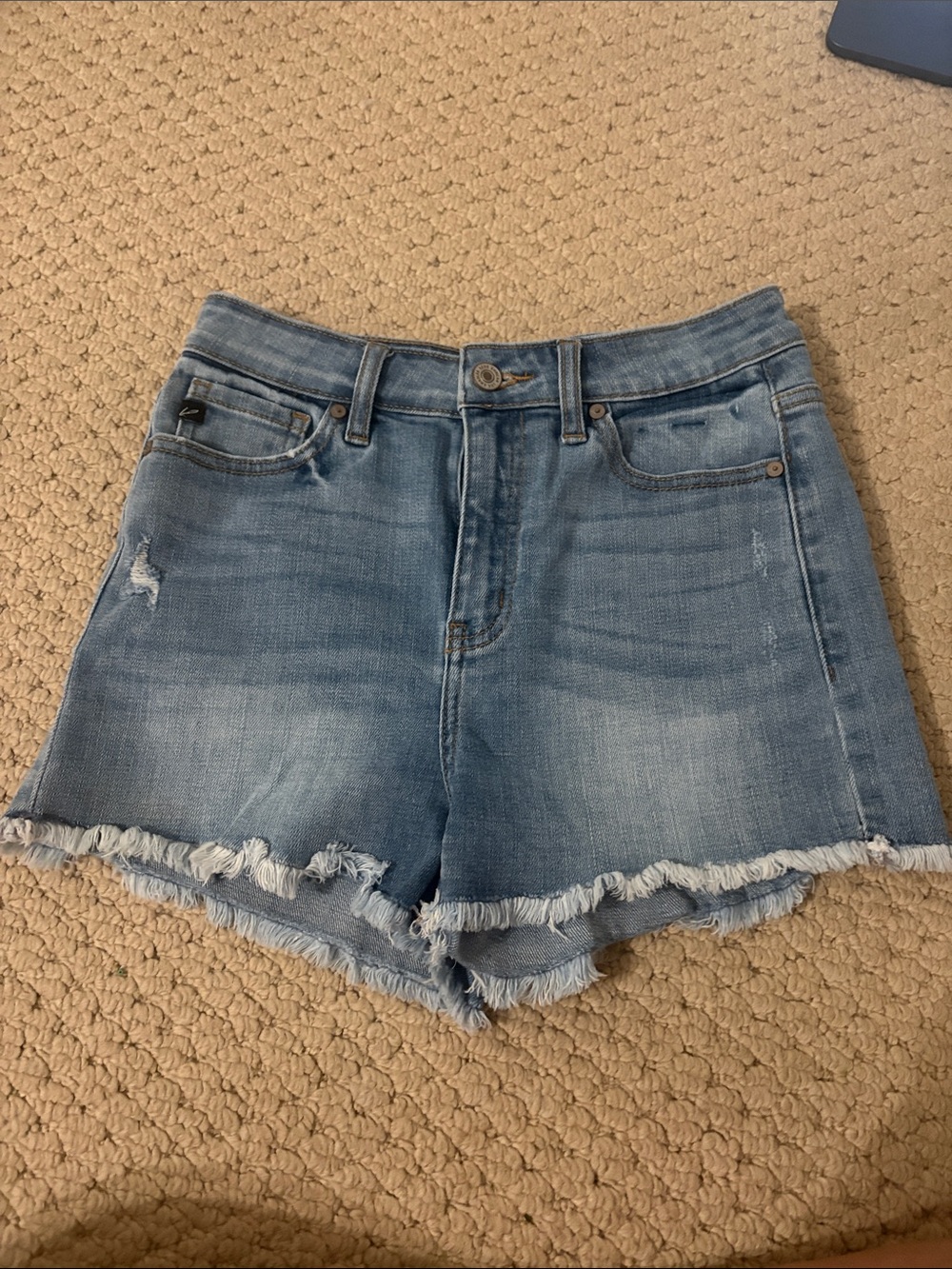 KanCan Light Blue Frayed Hem Denim Shorts